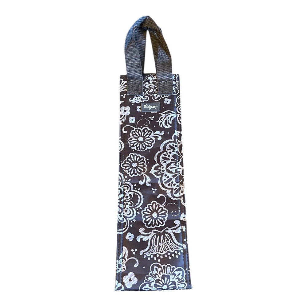 Thirty One 31 Perfect Bottle Thermal Tote Wine Cooler Gift Bag - Brown Paisley